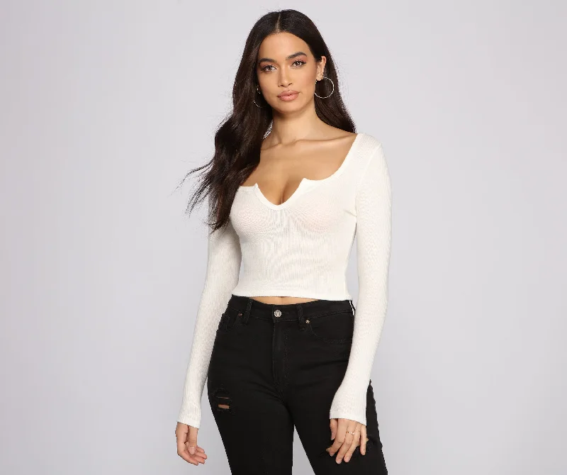 Clearance Sale Must-Have Ribbed Knit Crop Top