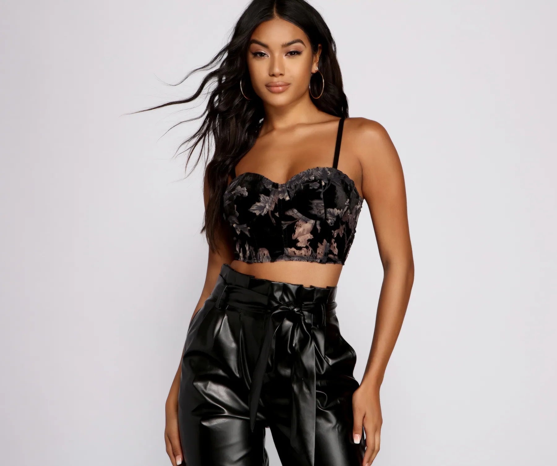Instant Savings Velvet Allure Floral Bustier