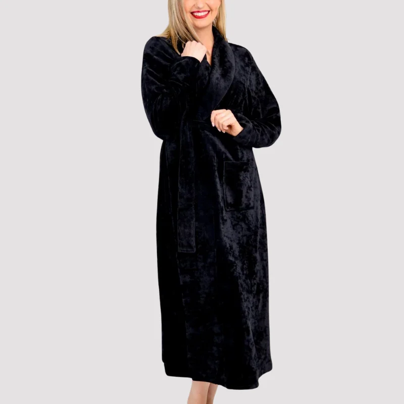 Unbeatable Deal Blue Sky Velvet Robe Black