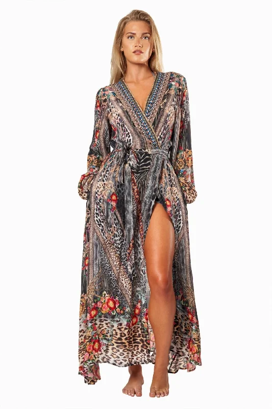 Steal Deal Eclectic Jungle Women's Maxi Wrap Dresses