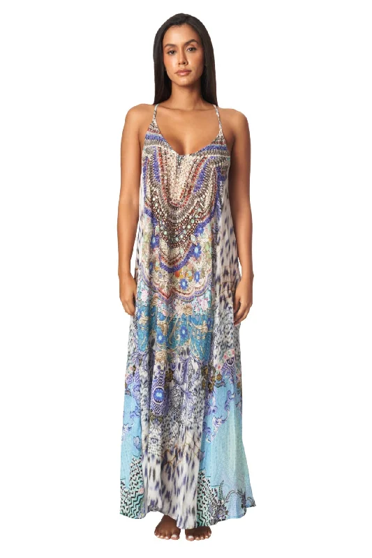 Instant Deal Elegant Racerback Maxi Pocket Dress in Viscose Silk