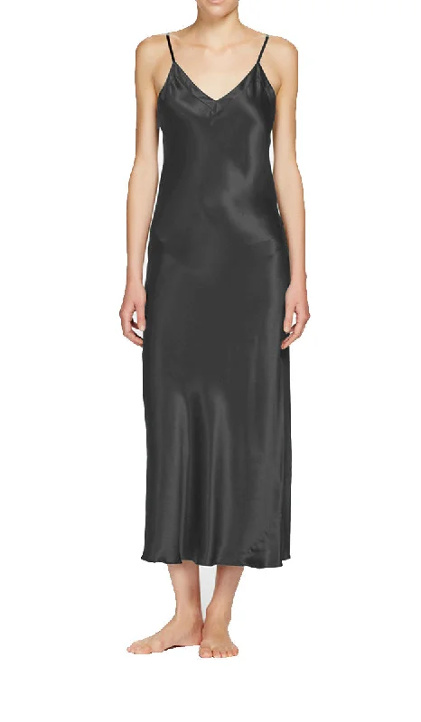 Sale Event Ginia 100% Silk Nightgown with V Neck In India Ink 9617 SALE