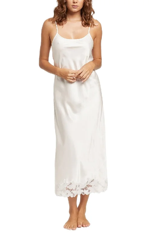 Instant Deal Ginia 100% Silk Nightgown with Lace in Sugar Swizzle GLH401 SALE