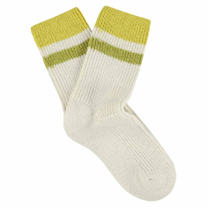 Celebrate the Weekend with Discounts Cashmere Stripes Socks Women - Ecru / Yellow / Green