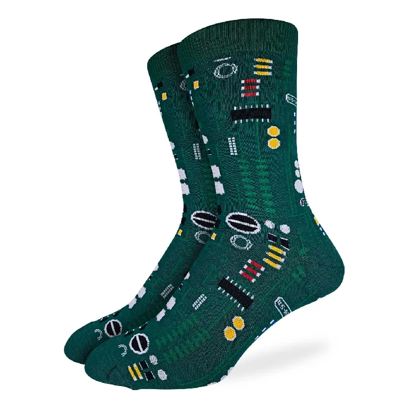 Your Weekend, Your Savings "Circuit Board" Crew Socks by Good Luck Sock - Large