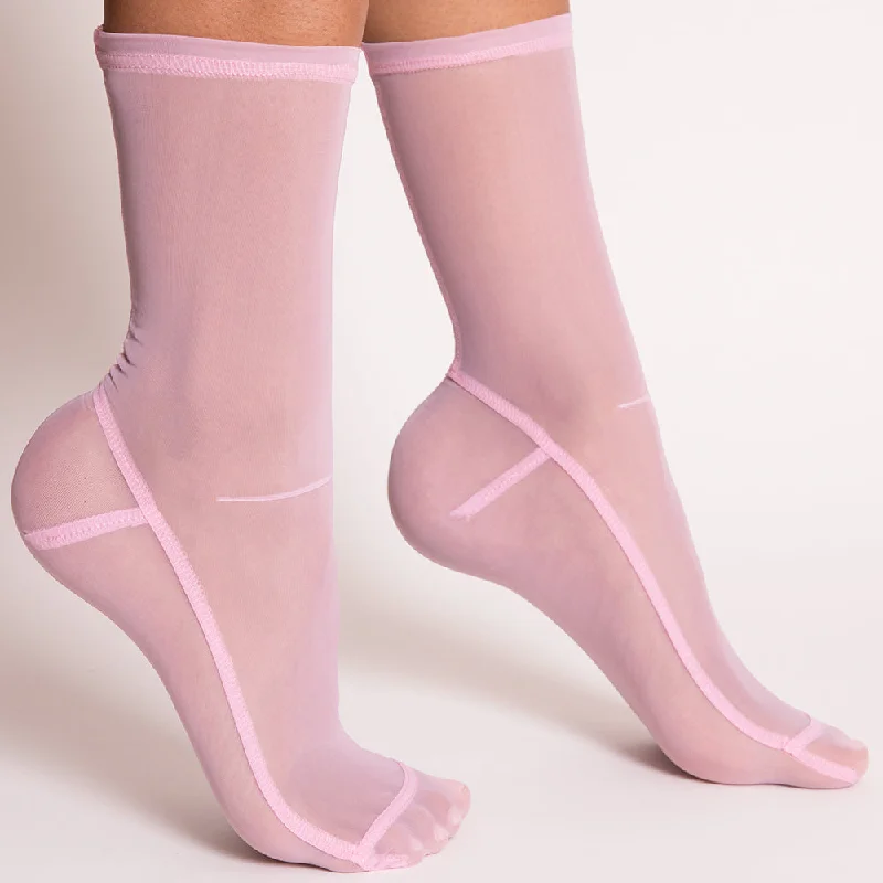 Weekend Specials to Cherish Darner Solid Pink Mesh Socks