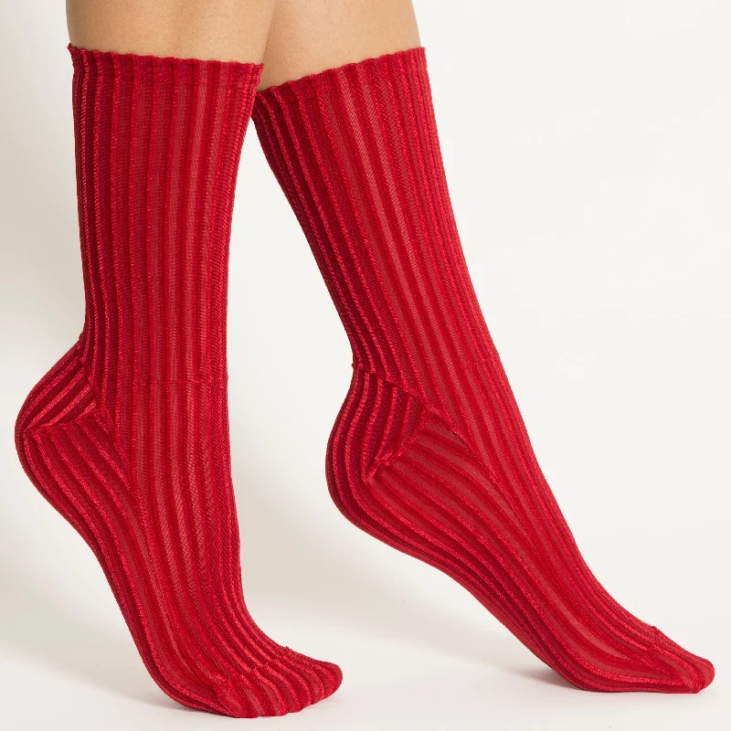 Weekend Steals Await Darner Red Ribbed Velvet socks