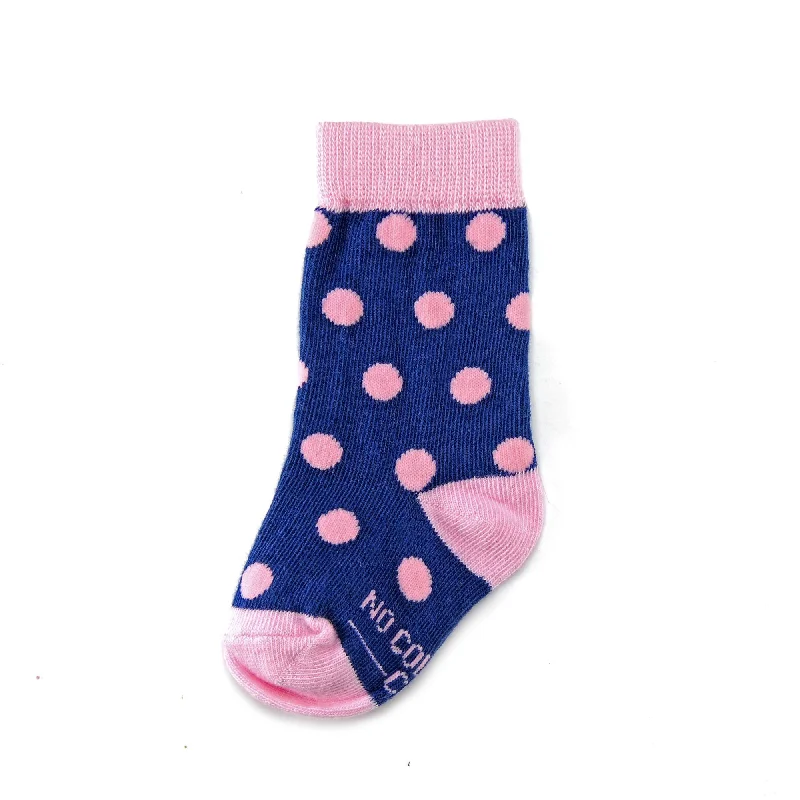 Mega Sale Navy Blue with Pink Polka Dot Toddler Socks