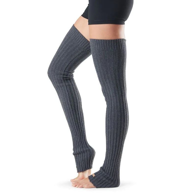 Reduced Price TOESOX Leg Warmers Thigh High - Charcoal Grey