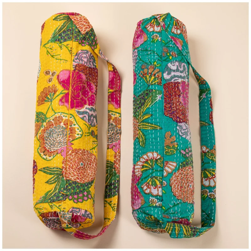 Weekend Discounts to Indulge In Recycled Kantha Yoga Mat Bag