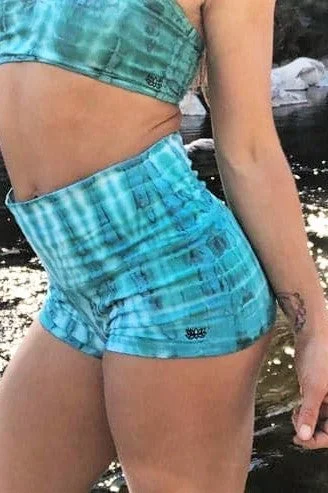 Discount Mania Aqua Tie Dye Yoga Shorts