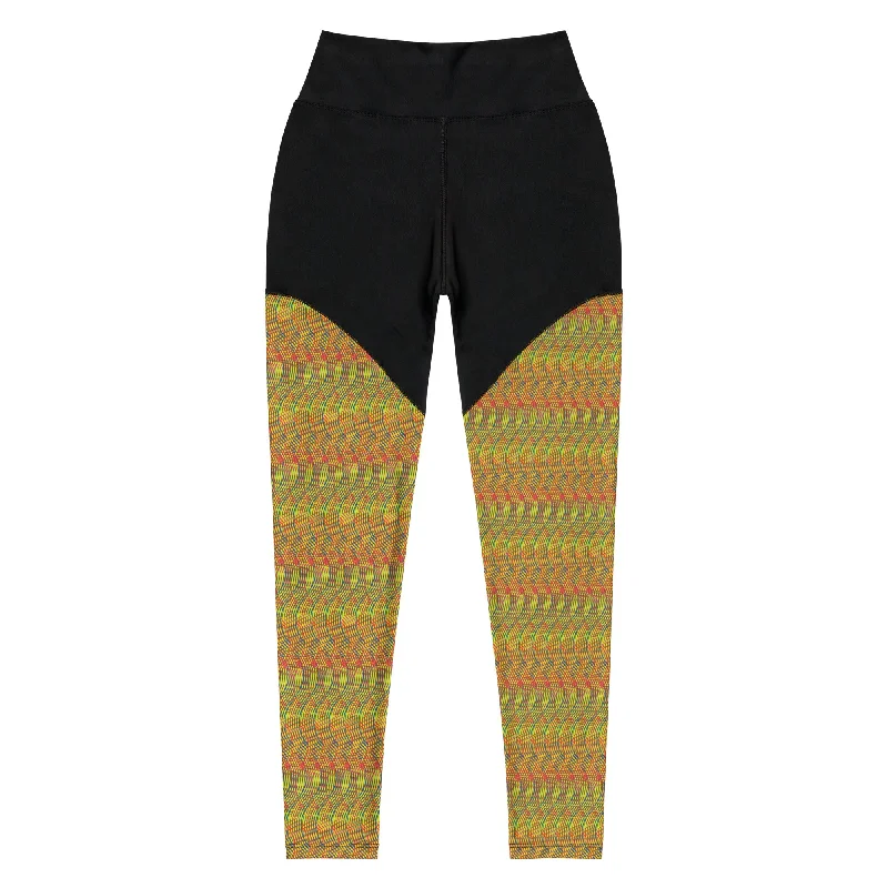 Weekend Savings Spectacular Arc Series- Spiral Graphic Orange and Yellow Sports Leggings Weekend Savings Spectacular Arc Series- Spiral Graphic Orange and Yellow Sports Leggings