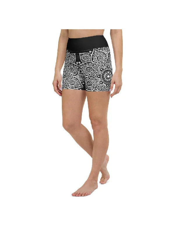 Weekend Discounts to Savor B&W Mandala Yoga Shorts