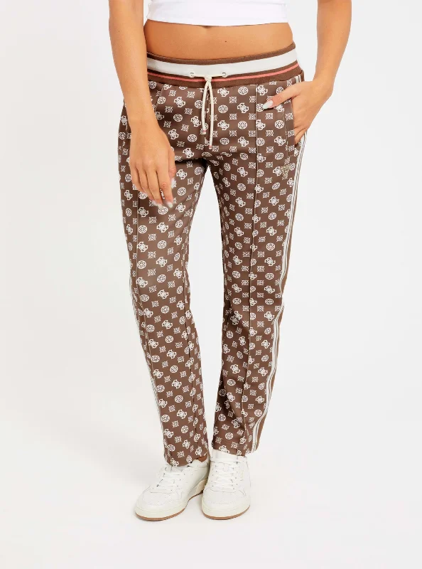 Weekend Specials to Love Beige Brown Logo Active Pants
