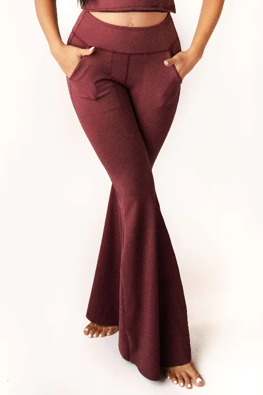 Sale Alert Bell Bottoms 2.0 in Maroon by Yoga Democracy