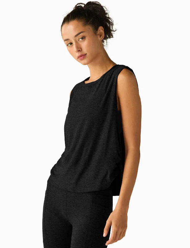 Weekend Specials to Love Featherweight Side Note Twist Tank - Darkest Night