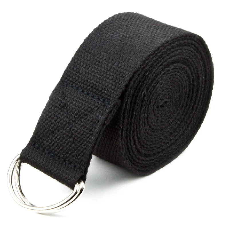 Weekend Specials to Snag Black 10' Extra-Long Cotton Yoga Strap with Metal D-Ring