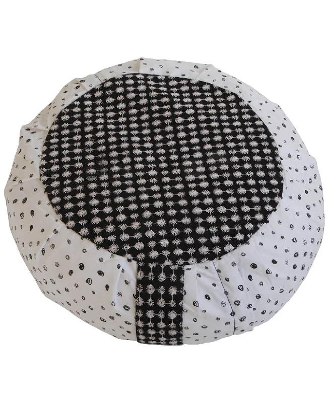 Weekend Discounts to Love Black and White Mixed Pattern Zafu Cushion
