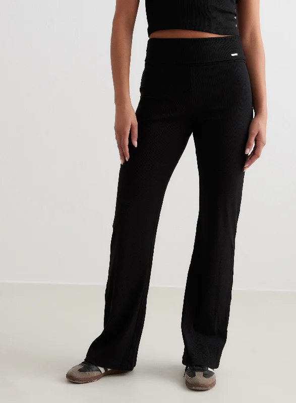 Weekend Specials Just for You Black Ease Ribbed Pants