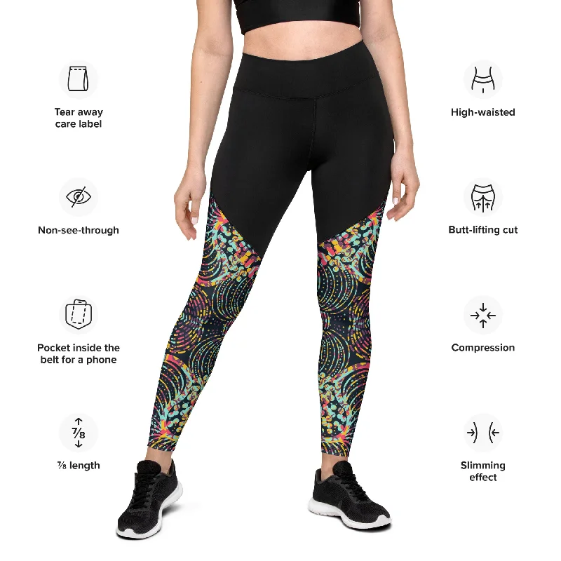 Value Deals Black Overlay design Sports Leggings