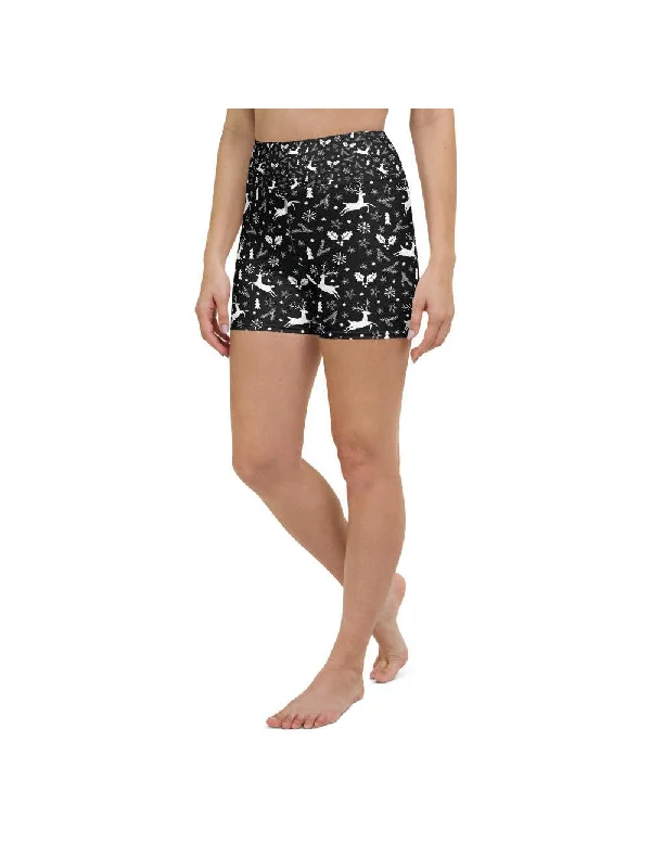 Epic Value Black Reindeer Christmas Yoga Shorts