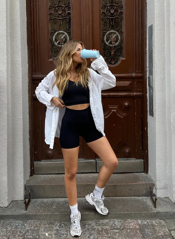 Make Your Weekend Count with Savings Black Ribbed Midi Biker Shorts