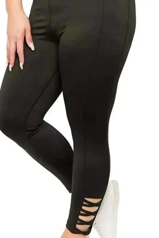 Weekend Deals That Wow Black Ribbon Leggings (Plus Size)