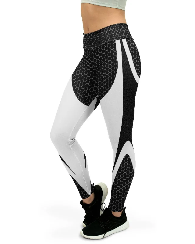 Savings Event Black & White Honeycomb Carbon Yoga Pants