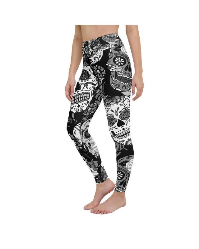 Mega Discount Black & White Sugar Skull Yoga Pants