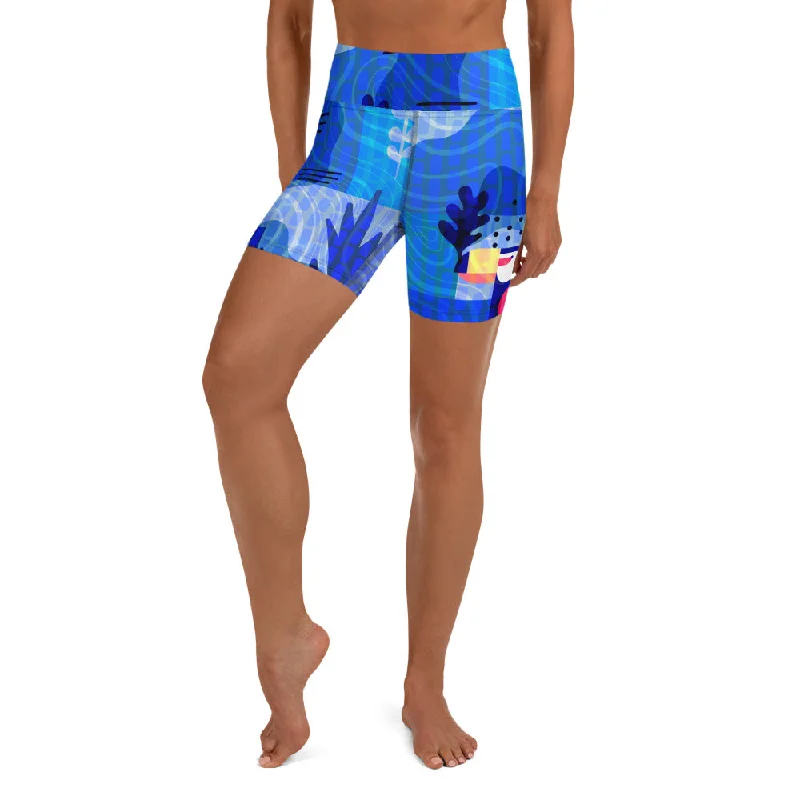 Sale Alert Blue Abstract Yoga Shorts