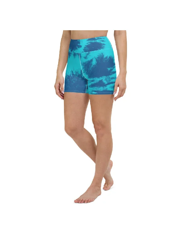 Shop and Save Blue & Aqua Tie Dye Yoga Shorts
