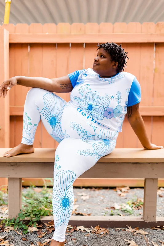 Early Bird Blue Bloom Leggings (2XL-6XL Sizes)