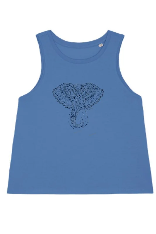 Savings Galore Blue Elephant Print Yoga Vest Top