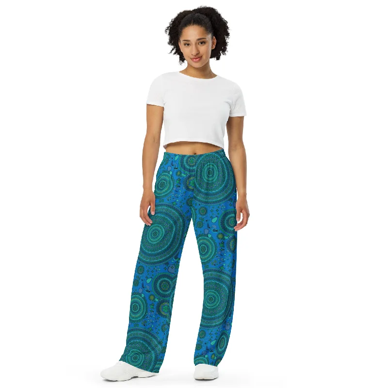 Weekend Bargains to Indulge In blue madalion meditation unisex wide-leg pants