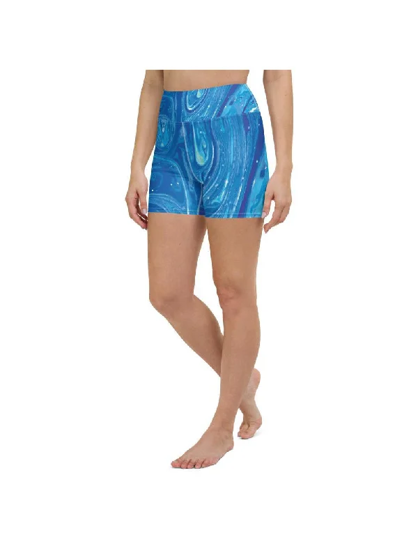 Half Price Blue Swirl Yoga Shorts