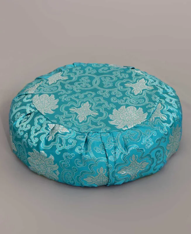While Supplies Last Brocade Zafu Meditation Cushion in Turquoise Blue