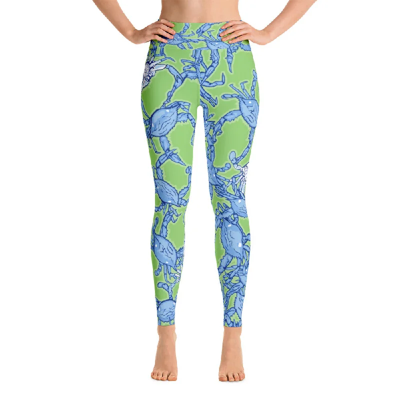 Weekend Bargains to Cherish Bushel Of Crabs Yoga Leggings on Green