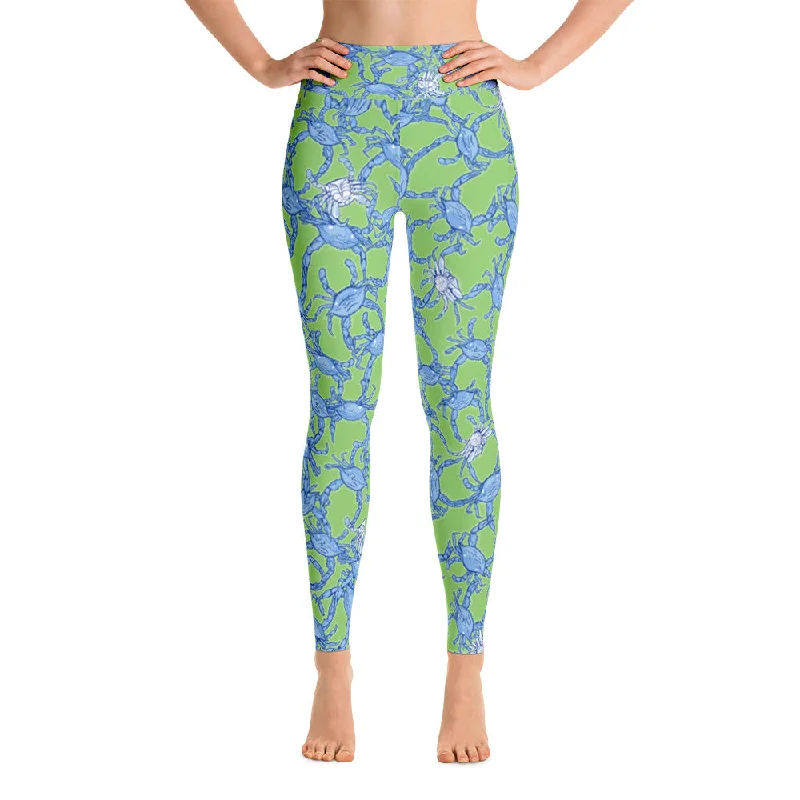 Weekend Specials to Savor Bushel Of Mini Crabs Yoga Leggings in Green