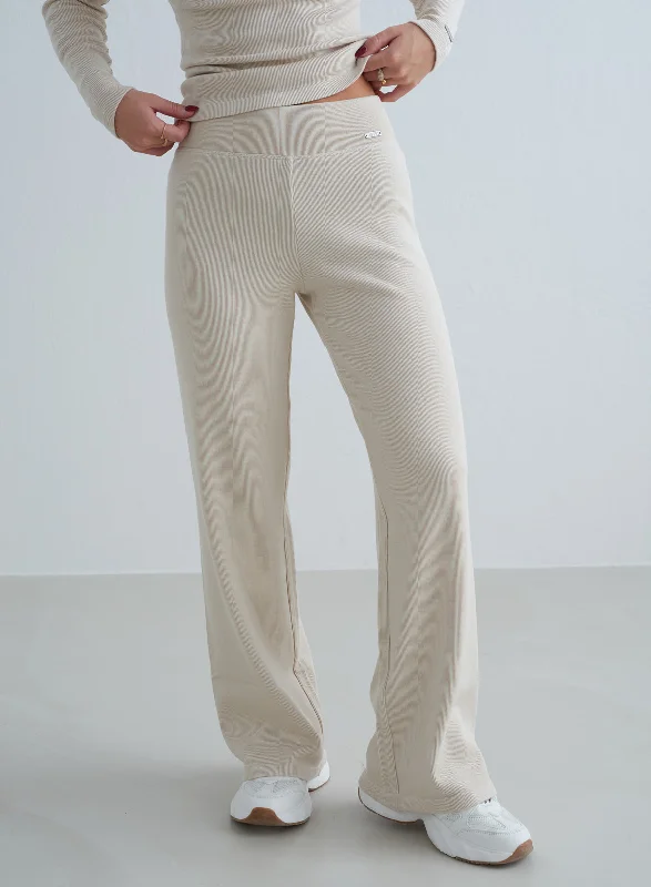 Clearance Sale Café Au Lait Ribbed Wool Petite Wide Pants