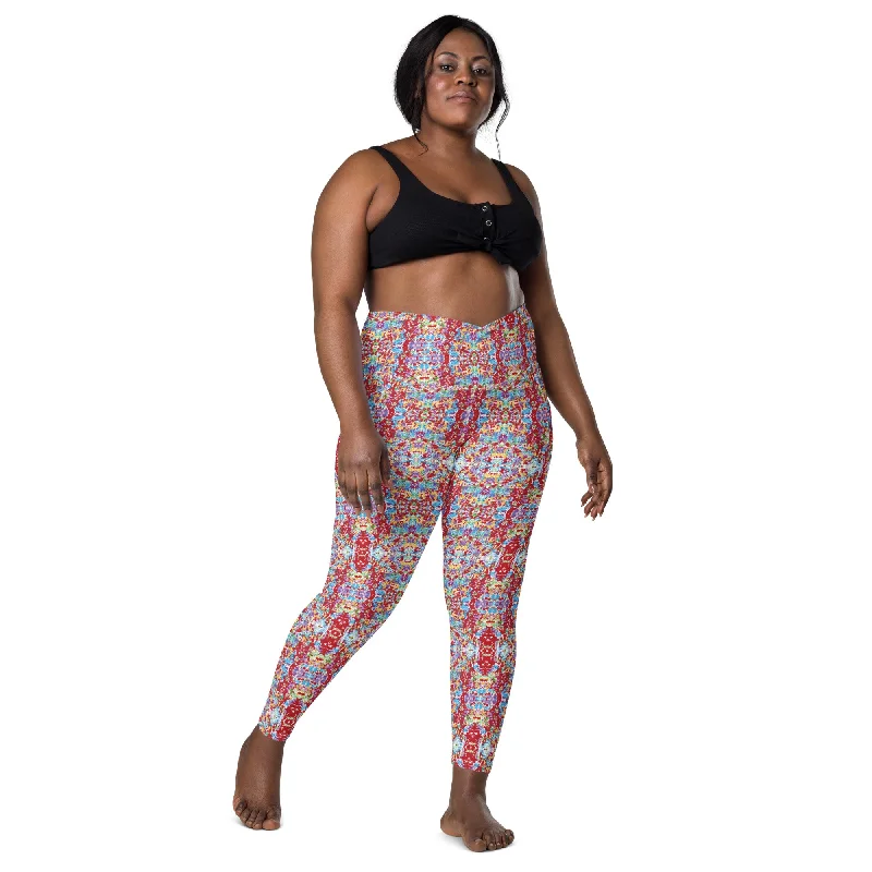Weekend Deals That Thrill Candie's Crossover waist leggings with pockets- White Rainbow Kaleidoscope Weekend Deals That Thrill Candie's Crossover waist leggings with pockets- White Rainbow Kaleidoscope