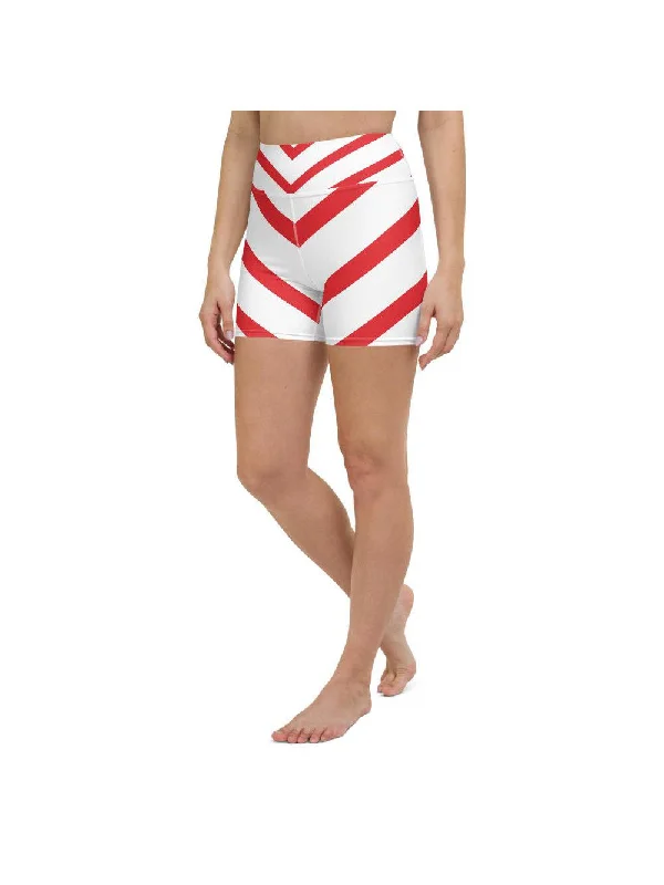 Early Bird Candy Cane Yoga Shorts