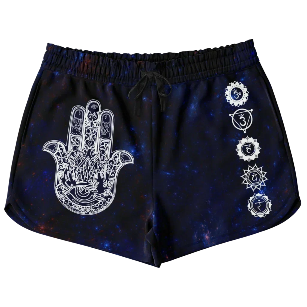 Weekend-Only Price Drops CELESTIAL HAMSA LOOSE YOGA SHORTS WITH POCKETS FOR WOMEN