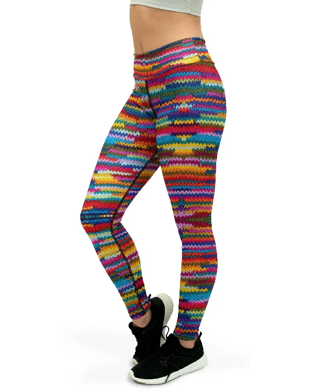 Midnight Madness Colorful Knitted Pattern Yoga Pants