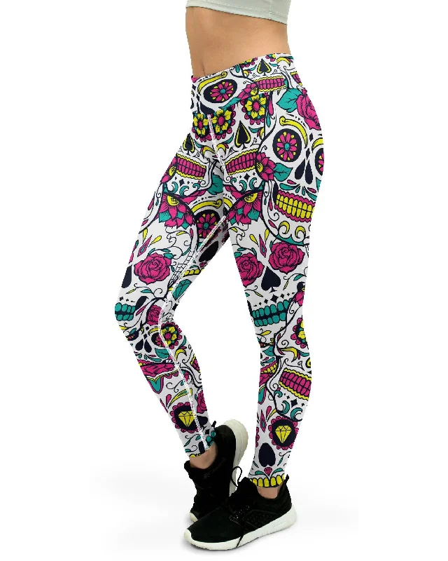 Deep Savings Colorful Sugar Skull Yoga Pants