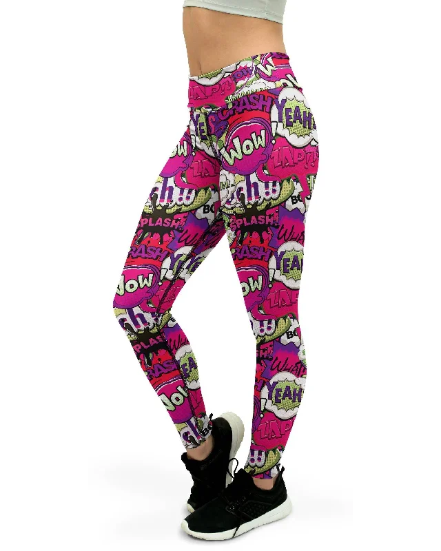 Weekend Offers That Dazzle Comic Book Bubbles Pink Yoga Pants
