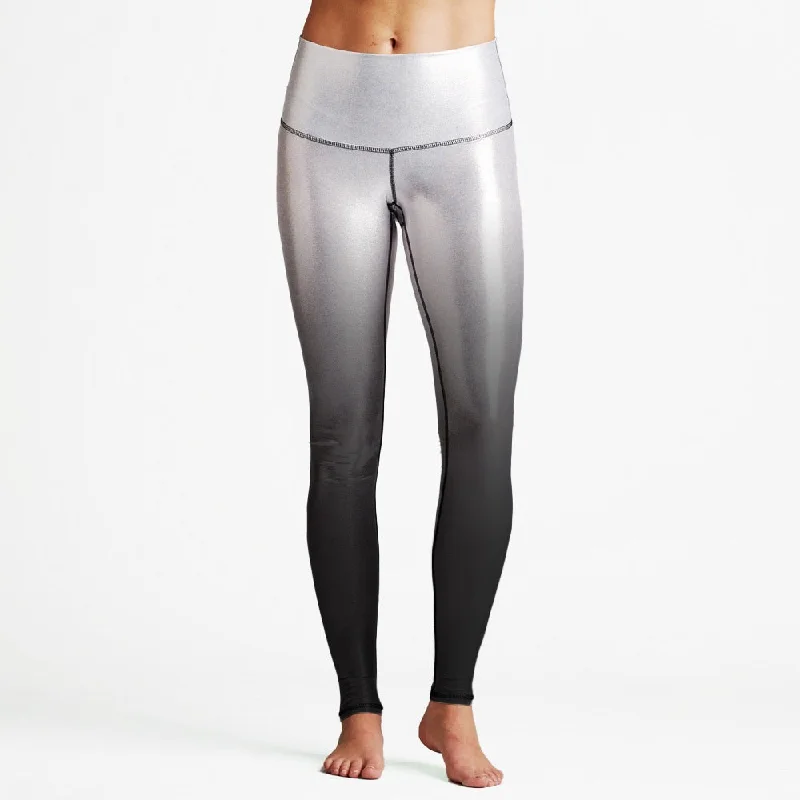 Early Bird Silver / Black Foil High Waist Womens Yoga Leggings