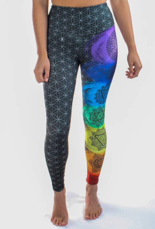 Weekend Deals That Sizzle Chakra Legging With Sacred Geometry (Flower of Life)