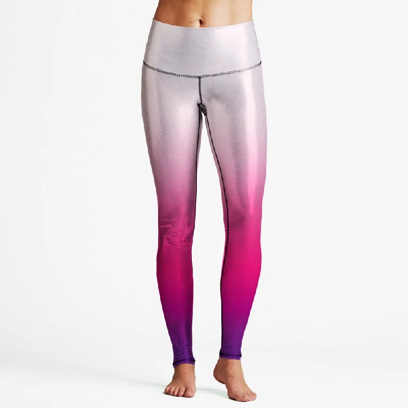 Weekend Steals Await Pink Gradient Foil High Waist Womens Yoga Leggings
