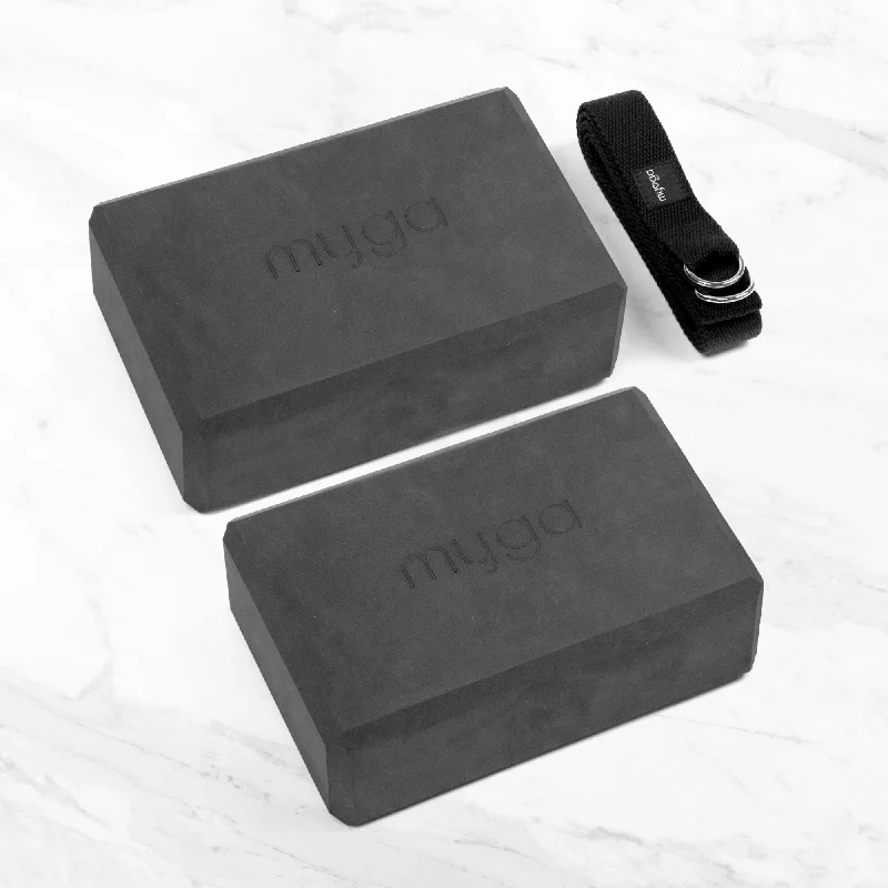 Flash Sale Yoga Blocks & Strap Set - Black