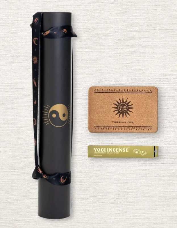 Weekend Special 5 mm Yoga Pack - Gold Deluxe  Yoga Mat + Block + Strap + Incense